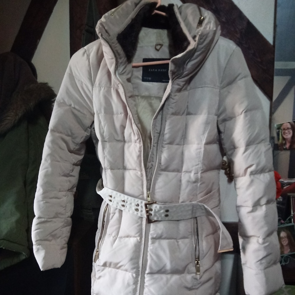 Zara Basic Cream Buckle Jacket